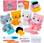 Heegeldamiskomplekt algajatele Cat Crochet Animal Kit Complete Animal Crochet koos samm-sammult video&otilde;petustega Crochet Knitting Cat Crochet Starter Kit Animal Set Beginners Crochet Cat (crochet Cat)