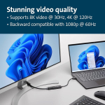 Kensington Cv5000dp Usb-c 4k / 8k Displayport 1.4 adapter, toetab 8k videot, Dp kaabel, universaalne &uuml;hilduvus, kvaliteetne arvuti adapter (k34680ww)