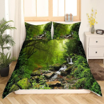 Puidust voodipesukomplekt Tree 220 x 240 cm Creek Nature Landscape tekikott lastele, mikrokiust toa kaunistus