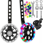 Bayinbrook laste jalgratta stabilisaatorid, jalgratta vilkuvad treeningrattad, jalgratta stabilisaatorid lastele, vaiksed vilkuvad rattad, universaalsed stabilisaatorid laste jalgrattale (must)