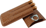 Nahast sigarikarp "embleaf" 3 sigarile, tarvikute komplekt sigaril&otilde;ikuriga, sigarite kinkekomplekt, reisihumidor sigaritele, sigarikarp, kingitused meestele