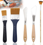 Nctncx 5-osaline maalimisnoa komplekt, kunstniku pintsel, taustamikser, 5,1 cm ja 2,5 cm lame pintsel akr&uuml;&uuml;lile, lehvikpintsel, akr&uuml;&uuml;l, roostevabast terasest maalimisnuga, &otilde;liv&auml;rvide tarvikutele (5)