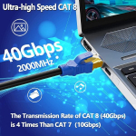 Lan-kaabel 30 meetrit cat 8, v&otilde;rgukaabel 30 m cat 8 kiire 40 gbps 2000 mhz varjestatud gigabit sftp ethernet internetikaabel v&auml;litingimustes wifi rj45 patch-kaabel must ruuteri modemi l&uuml;liti jaoks