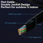 Flat Cat 6 v&otilde;rgukaabel 20m must, v&auml;lis/sise, 1gbps