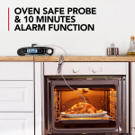 Lihatermomeeter digitaalne k&uuml;psetustermomeeter, 2-in-1 grilltermomeeter 2 roostevabast terasest sondide ja temperatuuri alarmiga, Temola Tm27 Lcd taustvalgustus maiustustele, Bbq-le, suitsuahjudele, &otilde;lile, vedelikele, k&ouml;&ouml;gile