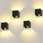 Kingwei 4 x led seinavalgusti v&auml;ljas 12 w liikumisanduriga v&auml;lilamp ip65 soe valge 3000 k seinavalgusti reguleeritava valgusvihu nurgaga seinavalgustus must