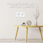 Jimeida topeltpistikupesad usb-ga valge, 16 a klaaspistikupesad kiire laadimise usb ja type c pordiga max. 2.1 a, s&uuml;vistatav seinakontakt 157 x 86 mm, 250 v