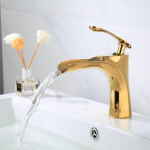 Leekayer Lk75249g vannitoa kraanikausi segisti kuldne kroomitud &uuml;he k&auml;epidemega juga segistid vannituppa 1 auguga paigaldatav tualeti uudne stiil