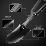 Kokkupandav labidas, &uuml;litugev, eriti stabiilne matkalabidas kotiga aeda v&auml;litegevusteks, matkamiseks, lume rookimiseks, aianduseks, kaevamiseks (must)