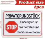 Wiyety Alumiiniumist hoiatusm&auml;rk "private Ground", 2 tk, eravaldus isekleepuva ja 4 puurimisavaga, metallist sildid, peegeldav k&otilde;vast plastikust hoiatussilt, 30 x 20 x 0,1 cm