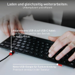 Cherry Kw 9200 Mini kompaktne mitme seadme klaviatuur kuni 4 seadmele, saksa paigutus (qwertz), Bluetooth, 2,4 Ghz v&otilde;i kaabel, laetav, must