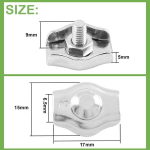 20 t&uuml;kki trossiklambrit, roostevabast terasest trossiklambrit, trossiklambrit, simplex trossiklambrit, trosside klambrit, terastrossile, pesun&ouml;&ouml;rile, varikatusele, fikseeritud