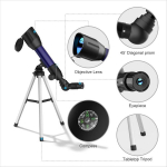 Astronoomiline teleskoop lastele, astronoomia teleskoop, 360/50 mm &uuml;liselge teleskoop, kaasaskantav refraktorteleskoop lastele, algajatele, harrastajatele, taeva ja maastiku vaatlemiseks, kingitus