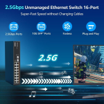 18 pordiga 2.5g haldamata ethernet l&uuml;liti, 16 x 2.5g base-t porti, 2 x 10g sfp, 10/100/1000m &uuml;hilduv, metallist ventilaatorita, laua-/rack-kinnitusega yuanley 2.5gbe v&otilde;rgul&uuml;liti traadita ap, nas, pc jaoks
