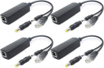 Anvision 4 gigabitise Poe splitter'i pakett, 48 V kuni 5 V 2.4 A, 10/100/1000 mbps, 3.5 mm x 1.35 mm pistik 5.5 mm x 2.1 mm &uuml;hendus Ieee 802.3af Ip-kaamerale ja pluss
