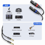Beitsz xlr female kuni 6.35 mm trs kaabel, 1/4 tolline jack kuni xlr female kaabel mikrofonidele, aktiivk&otilde;laritele, lavale, dj-le, stuudio helipuldile (3m, 2 tk)