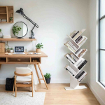 Raamaturiiul, 9-tasandiline raamaturiiul, 25 x 50 x 141,5 cm, Pilvevalge