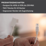 Coxbox 10 m dsl kaabel fritzbox, speedport, easybox - tae kaabel rj45 valge - vdsl adsl wlan ruuteri kaabel keerdpaariga usaldusv&auml;&auml;rseks &uuml;henduseks