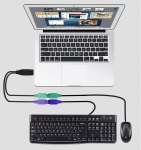 Hualisiji ps2 2 usb klaviatuuri adapter ps2 adapter usb hiir klaviatuur, sisseehitatud kiip ilma draiverita, plug and play (must)