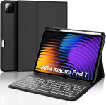 Fogari klaviatuurikohver xiaomi pad 7/7 pro 11.2 tolli 2024 jaoks, saksa qwertz, 7 v&auml;rvi valgustusega magnetiline eemaldatav klaviatuur xiaomi pad 7/7 pro 11.2 tolli jaoks, must