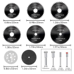 32-osaline saelehe komplekt, mini l&otilde;ikekettad, &uuml;hilduvad p&ouml;&ouml;rleva t&ouml;&ouml;riistaga, hss saelehed 1/8-tollise varrega puidule, metallile, plastikule, klaaskiule, kivile