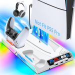 Tokluck ps5/ps5 slim alus 4 taseme turboventilaatoriga, rgb ps5 alus ps5 ja ps5 slim jaoks, ps5 hoidik kahe kontrolleri laadimisjaamaga, ps5/ps5 slim tarvikud 3 usb-pordiga