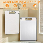 Titanium l&otilde;ikelaud k&ouml;&ouml;gile, 36,5 x 25 cm, toidukvaliteediga kahepoolne puhas titaanist ja nisuk&otilde;rre pp l&otilde;ikelaud lihale ja k&ouml;&ouml;giviljadele, n&otilde;udepesumasinas pestav, libisemiskindel