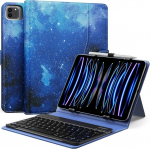 Moko universaalne tahvelarvuti &uuml;mbris qwerty klaviatuuriga 9&ndash;11-tollistele tahvelarvutitele, &uuml;mbris eemaldatava juhtmevaba bluetooth-klaviatuuri ja pliiatsi hoidjaga ipad/samsung/fire/google/android/windows/ios tahvelarvutitele, blue stars