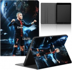 Tahvelarvuti &uuml;mbris Samsung Galaxy Tab A9+ 11.0 tolli Sm-x210/sm-x215/sm-x216 jaoks, sportlik lahe jalgpalluri disainimustriga kaitse&uuml;mbris Pu nahast klapp silikoonist Tpu kate reguleeritav alus tahvelarvuti folio