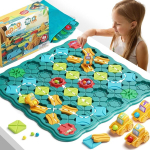 Burgkidz loogilised teedeehituse lauam&auml;ngud lastele 4 5 6 7 8 aastat poisid 57 x 57 cm suur laud lab&uuml;rindi pusle loogikam&auml;ng 3 kaevamismasina kingitusega laste m&auml;nguasi vanusele 4-8
