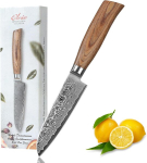 Wakoli Edib Pro Premium Santoku v&auml;ike nuga 11 cm teraga, valmistatud 67 kihist ehtsast Damaskuse terasest, pakka puidust k&auml;epide I Damaskuse nuga k&ouml;&ouml;ginuga ja professionaalse koka nuga