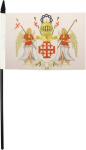 Az flag equestrian order of the holy sepulchre of jerusalem lauavimplid 5'' x 8'' - oessh arms lauavimplid 21 x 14 cm - mustast plastikust varras ja alus