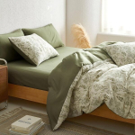 Freyamy voodipesu 135 x 200 cm 2-osaline roheline oliivroheline lehed taimed voodipesukomplektid 100% mikrokiud taimemustriga voodipesu elegantne lukuga tekikott ja padjap&uuml;&uuml;r 80 x 80 cm