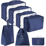 Organisaatorite komplekt, reisikotid kohvrile riiete ja kingade jaoks, BAGGI, tumesinine, 7 tk.