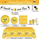 Bee baby shower dekoratsioonide komplekt - bumblebee teema b&auml;nneri, pabertaldrikute, salvr&auml;tikute ja laudlinaga laste s&uuml;nnip&auml;evaks - 20 inimesele