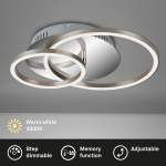 Briloner Leuchten 3222-018 led-laevalgusti, dimmerdatav m&auml;lufunktsiooniga, 1 led-moodul p&ouml;&ouml;ratav, 30 vatti, 2400 luumenit, 3000 kelvinit, kroomitud alumiinium, 390 x 300 x 80 mm (p x l x k)