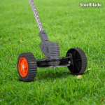 Juhtmeta trimmer ratastega + 2 akut