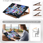 Tektalk kokkupandav puslelaua 3 nurga all reguleeritavate kronsteinide/alusraamiga, kerge ja kaasaskantav, puidust molbertiga platvorm, lahtik&auml;iv vildist puslelaud, mahutab kuni 1000 t&uuml;kki, must