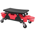 T&ouml;&ouml;koja taburet ratastega, eemaldatav iste, hoiuriiul, 33 cm k&otilde;rge, kandev&otilde;ime kuni 135 kg, punane, Raudona