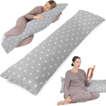 Totsy Baby k&uuml;ljepealne magamis padi koos kattega, puuvill, 40 x 145 cm, mugav padi, magamis padi, k&uuml;ljepealne keha padi, valged t&auml;hed hallil