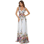 Naiste drapeeritud v&ouml;&ouml;kohaga maksikleit Saitdress, lilleline