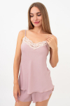 Naiste kortsustatud siidist pidžaama CREME FOLD 6025/051 Giulia, v&auml;rvi soft rose