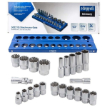 Pistikupesa komplekt 10-32 pistikupesad 12 nurgaga + pikk 1/2 22 tk korraldaja