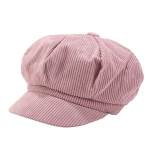 Visor Beret Cap Retro Briti stiilis Peaked 8 paneeli k&uuml;lmakindel Corduroy naiste kaheksakandiline Newsboy Cabbie maaler M&uuml;ts roosa