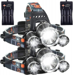 LED-pealamp, laetav pealamp, 6000 lumenit, superheledus, 4 režiimi, veekindel andur, taskulamp, ohutusvalgus &ndash; 2-pakend