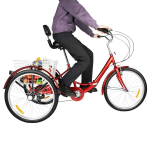 Velomate kolmerattaline jalgratas, 24", punane, t&auml;iskasvanutele ja eakatele, kokkupandav, 7 k&auml;iku