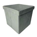 Helehall veluurist kokkuklapitav puff koos konteineriga, dekoratiivne jalgpadi lastele 38x38x37 | Begryf