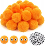 Erineva suurusega liimitavad silmad ja pompomid 15 mm, oranž