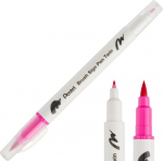 Pintselpliiats Brush Sign Pen Twin roosa kahepoolse pintselotsaga, Pentel /12