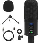 K&otilde;rgekvaliteediline USB kondensaatormikrofoni komplekt koos statiiviga, ideaalne podcastimiseks, voogesituseks ja salvestamiseks.